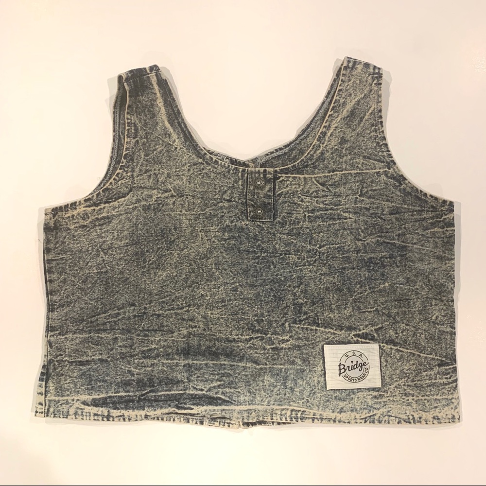 Vintage Denim Acid Wash Crop Top Tank